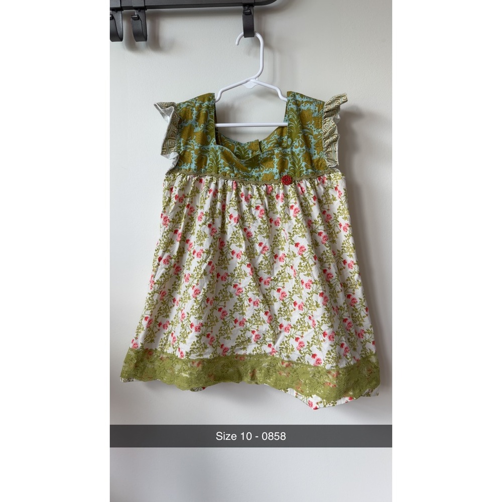 Matilda Jane Serendipity Girls Floral Damask Lace Trim Flutter Sleeve Dress 10